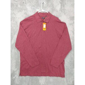 Izod Shirt Mens 2XL Red Polo Long Sleeve Cotton G Comfort Casual Preppy